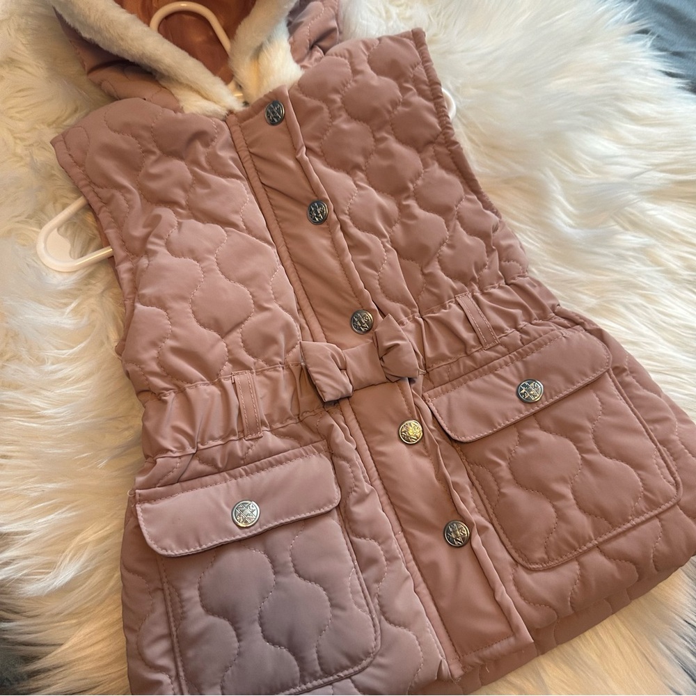Nicole Miller Quilted Hooded Kids Jacket/Vest - Pink sz 4T EUC - Picture 2 of 9